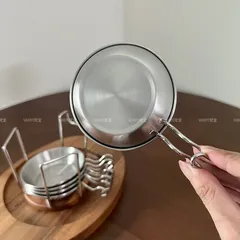 Chén đựng nước chấm Uyiku inox 304 2in1 kiểu Hàn Quốc, bát đựng sốt, gia vị có giá đỡ đũa