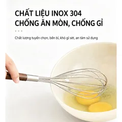 Phới đánh trứng inox 304 cao cấp nhập khẩu cán gỗ chắc chắn