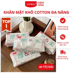 Khăn mặt khô cotton đa năng UYIKU Nhật Bản dùng 1 lần gói 60 tờ