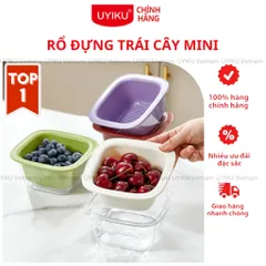 Rổ đựng trái cây mini UYIKU Nhật Bản có 2 lớp hứng nước tiện lợi