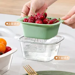Rổ đựng trái cây mini UYIKU Nhật Bản có 2 lớp hứng nước tiện lợi