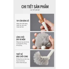 Chổi cọ vệ sinh bồn cầu UYIKU Nhật Bản cước cứng, có tay cầm cán gỗ chắc chắn