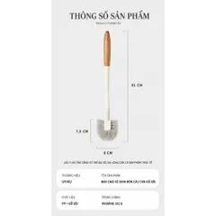 Chổi cọ vệ sinh bồn cầu UYIKU Nhật Bản cước cứng, có tay cầm cán gỗ chắc chắn