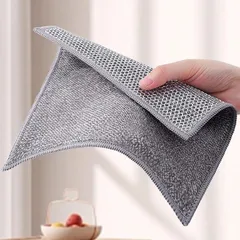 SET 5 Khăn thép rửa bát 2 lớp dạng hợp kim đa năng tiện dụng 20x20cm