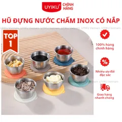 Hũ đựng nước chấm inox UYIKU Nhật Bản có nắp silicon 50ml - Đựng nước sốt, thực phẩm cấp đông cho bé