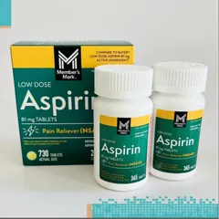 Viên uống Member's Mark Aspirin Low Dose 81 mg |Set/365 viên x 2 hộp| Ngăn ngừa hình thành cục máu đông & Phòng ngừa nhồi máu cơ tim & đột quỵ [SP Chuẩn Mỹ không tem]