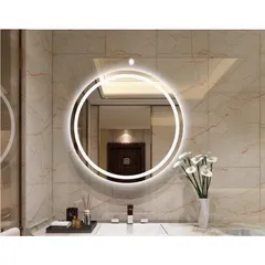 Gương tròn treo tường phòng tắm bàn trang điểm cảm ứng led thông minh VUBAN