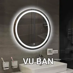 Gương tròn treo tường phòng tắm bàn trang điểm cảm ứng led thông minh VUBAN