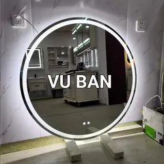 Gương tròn treo tường phòng tắm bàn trang điểm cảm ứng led thông minh VUBAN