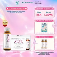 Nước uống Collagen Nhật Bản ALFE White program - Hộp 10 chai x 50ml - Giúp sáng đẹp da, giảm sạm nám 848882
