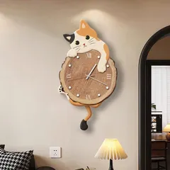 Tranh đồng hồ đèn led thú cưng lắc chân mẫu mới hiện đại kèm đinh