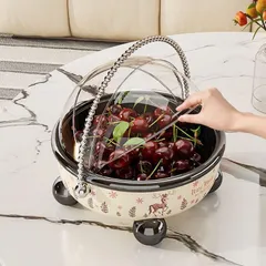 Hộp để ráo trái cây, hạt, đồ ăn nhẹ cao cấp sang trọng cho phòng khách, có nắp có tay cầm