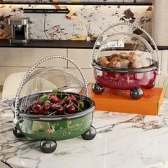 Hộp để ráo trái cây, hạt, đồ ăn nhẹ cao cấp sang trọng cho phòng khách, có nắp có tay cầm