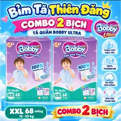 Giá sốc [ COMBO 2 BỊCH ] Tã Quần Bobby Ultra M96 L88 XL74 XXL68 – Bỉm Quần Cho Bé Mỏng Nhẹ, Thấm Hút Tốt