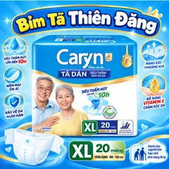 Tã Dán Caryn Xanh Cho Người Lớn Size M40 L40 XL10 XL20 – Tã Bỉm Người Già Thấm Hút Tốt, Chống Tràn