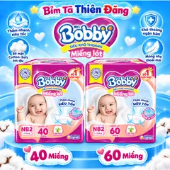 Miếng Lót Bobby Newborn 2 NB2 40 Miếng/60 Miếng Cho Bé Sơ Sinh, Mềm Mại Thấm Hút Tốt