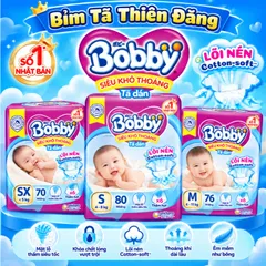Tã Dán Bobby Chính Hãng SX70 S80 M76 – Mềm Mại, Thấm Hút Tốt, Khô Thoáng Cho Bé