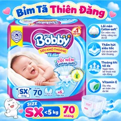 Tã Dán Bobby Chính Hãng SX70 S80 M76 – Mềm Mại, Thấm Hút Tốt, Khô Thoáng Cho Bé