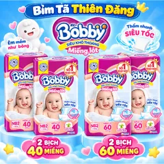 [ COMBO 2 BỊCH ] Miếng Lót Bobby Newborn 2 40 Miếng/60 Miếng Cho Bé Sơ Sinh, Mềm Mại Thấm Hút Tốt