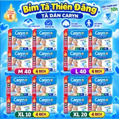 [ COMBO 4 BỊCH ] Tã Dán Caryn Xanh Cho Người Lớn Size M40 L40 XL10 XL20 – Tã Bỉm Người Già Thấm Hút Tốt, Chống Tràn
