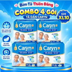 [ COMBO 4 BỊCH ] Tã Dán Caryn Xanh Cho Người Lớn Size M40 L40 XL10 XL20 – Tã Bỉm Người Già Thấm Hút Tốt, Chống Tràn