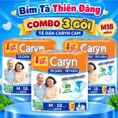 [ COMBO 3 BỊCH ] Tã Dán Caryn Tiết Kiệm M10 L10 M18 L18 Cho Người Lớn, Thấm Hút Tốt, Chống Tràn, Thoáng Khí