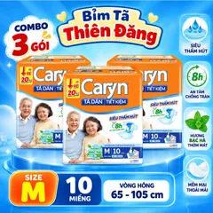 [ COMBO 3 BỊCH ] Tã Dán Caryn Tiết Kiệm M10 L10 M18 L18 Cho Người Lớn, Thấm Hút Tốt, Chống Tràn, Thoáng Khí