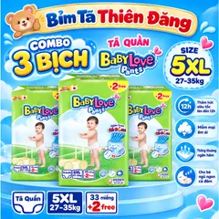 [ COMBO 3 BỊCH ] Tã Quần Baby Love Chính Hãng M48 L48 XL48 2XL48 3XL33 4XL33 5XL33 – Bỉm QuầN Mềm Mỏng, Thấm Hút Tốt