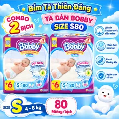 Giá sốc [ COMBO 2 BỊCH ] Tã Dán Bobby Chính Hãng SX70 S80 M76 – Mềm Mại, Thấm Hút Tốt, Khô Thoáng Cho Bé
