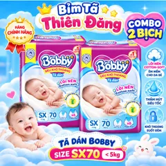 Giá sốc [ COMBO 2 BỊCH ] Tã Dán Bobby Chính Hãng SX70 S80 M76 – Mềm Mại, Thấm Hút Tốt, Khô Thoáng Cho Bé