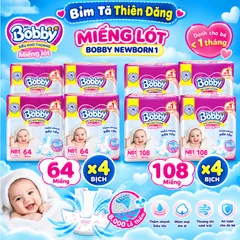 [ COMBO 4 BỊCH ] Miếng Lót Sơ Sinh Bobby Newborn 1 40 Miếng/60 Miếng – Miếng Lót Cho Bé Sơ Sinh Mềm Mại, Thấm Hút Tốt