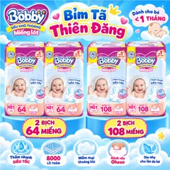 [ COMBO 2 BỊCH ] Miếng Lót Sơ Sinh Bobby Newborn 1 64 Miếng/108 Miếng – Miếng Lót Cho Bé Sơ Sinh Mềm Mại, Thấm Hút Tốt