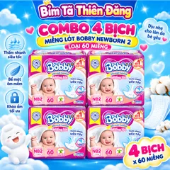 [ COMBO 4 BỊCH ] Miếng Lót Bobby Newborn 2 NB2 40 Miếng/60 Miếng Cho Bé Sơ Sinh, Mềm Mại Thấm Hút Tốt