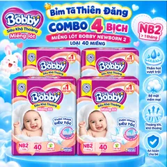 [ COMBO 4 BỊCH ] Miếng Lót Bobby Newborn 2 NB2 40 Miếng/60 Miếng Cho Bé Sơ Sinh, Mềm Mại Thấm Hút Tốt