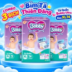 Giá sốc [ COMBO 3 BỊCH ] Tã Quần Bobby Ultra M96 L88 XL74 XXL68 – Bỉm Quần Cho Bé Mỏng Nhẹ, Thấm Hút Tốt