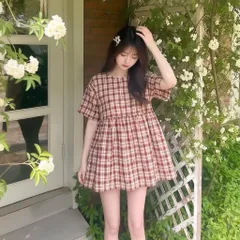 [tặng quần, tặng charm] Váy babydoll kẻ caro cao cấp đỏ hoa nhí chất liệu Tuytsi cao cấp mềm mát không nhăn Hyday.khosi