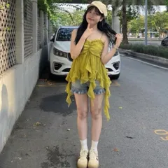 áo 2 dây tăng chỉnh bèo tua, chất liệu tơ mềm dễ thương cá tính Hyday khosi