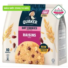 Bánh quy Quaker yến mạch túi 250gr 3 vị, hsd 11/2026