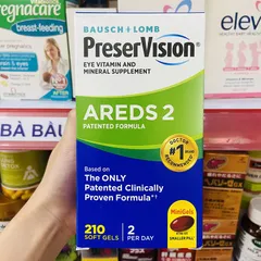 Viên uống Bausch + Lomb PreserVision® Areds 2 Formula |120/130/210 viên| Làm chậm quá trình thoái hóa điểm vàng do tuổi tác (AMD) & Bảo vệ thị lực trung tâm [S/P Chuẩn Mỹ không tem]
