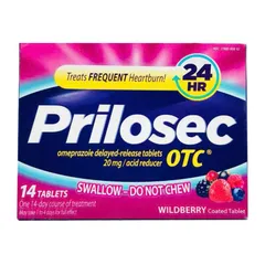 Prilosec OTC viên nén giải phóng chậm 20 mg, điều trị ợ nóng thường xuyên, hương quả mâm xôi, 14 viên,