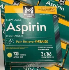 Aspirin 81 mg của Member's Mark, đóng gói 730 viên