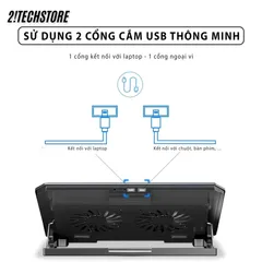 Quạt Làm Mát Laptop N99 2 Fan Hoạt Động Êm Ái, Đế Nâng 45 Độ Tản Nhiệt Tương Thích Mọi Dòng Máy Từ 13 -17in Có Đèn LED