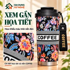 Ly giữ nhiệt Coffee Cup 530ml inox 316 Gia Dụng Xứ Nghệ quai xách kèm ống hút tiện dụng