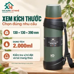 Bình Nước Giữ Nhiệt Gia Dụng Xứ Nghệ KD-938 Inox 304 Dung Tích 2L Quai Xách Tiện Lợi