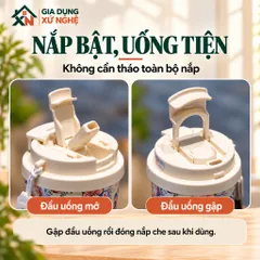 Ly giữ nhiệt Coffee Cup 530ml inox 316 Gia Dụng Xứ Nghệ quai xách kèm ống hút tiện dụng