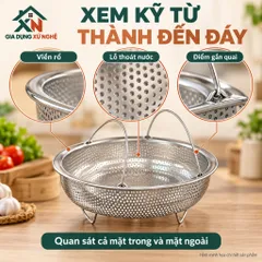 Rổ hấp inox 304 Gia Dụng Xứ Nghệ đa năng hấp bánh bao rau củ thực phẩm, bền chắc
