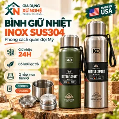BÌNH GIỮ NHIỆT INOX 304 GIA DỤNG XỨ NGHỆ 1000ML-1500ML CÓ LỌC TRÀ GIỮ NÓNG LẠNH 24 GIỜ