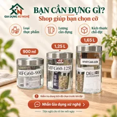 Hũ thủy tinh nắp inox Gia Dụng Xứ Nghệ đựng thực phẩm gia vị, kín hơi chống ẩm mốc