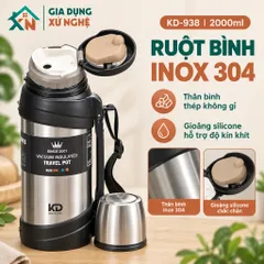 Bình Nước Giữ Nhiệt Gia Dụng Xứ Nghệ KD-938 Inox 304 Dung Tích 2L Quai Xách Tiện Lợi