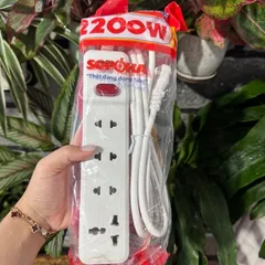 Ổ cắm 3 4 5 6 lỗ 2200W Sopoka dây dài 2.5M / 4.5M có công tắc bấm kiêm đèn báo
